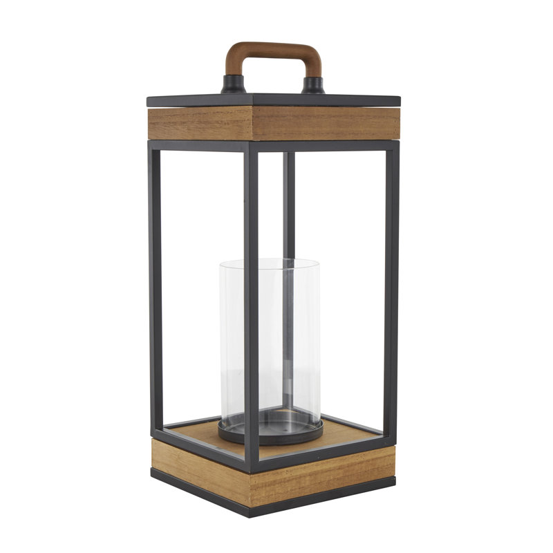 Lanterne brune en métal pour l'intérieur avec cadre ouvert et détails en métal noir