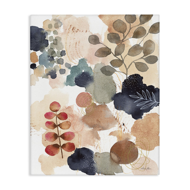 Peinture abstraite de style botanique abstrait, collage boho moderne par Laura Horn - Peinture, H 40 po x l 30 po