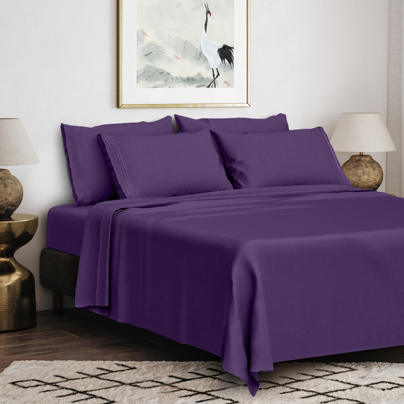 Lux Decor 6-Piece Ultra-Soft Microfiber Sheet Set Deep Pocket Fitted Sheet, Wrinkle & Fade-Resistant, Hotel Quality Bedding