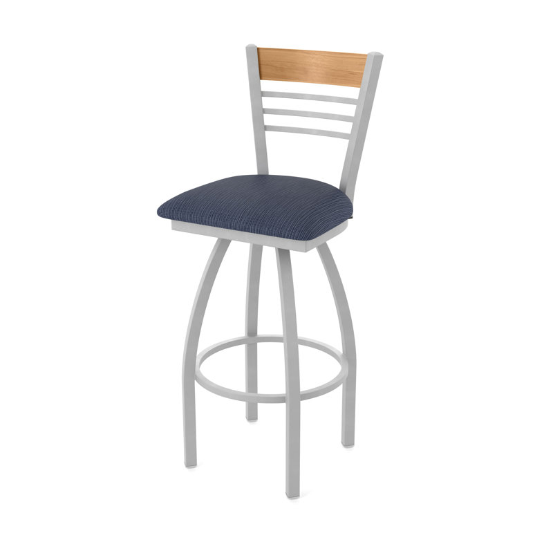 Tabouret de comptoir pivotant 880 Eleanor, Gris, Bleu très foncé, Tabouret de comptoir (siège d’une hauteur de 25