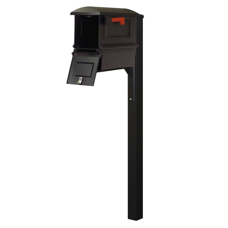 Aluminum Post Mounted Mailbox with Magnetic Closure, Gray