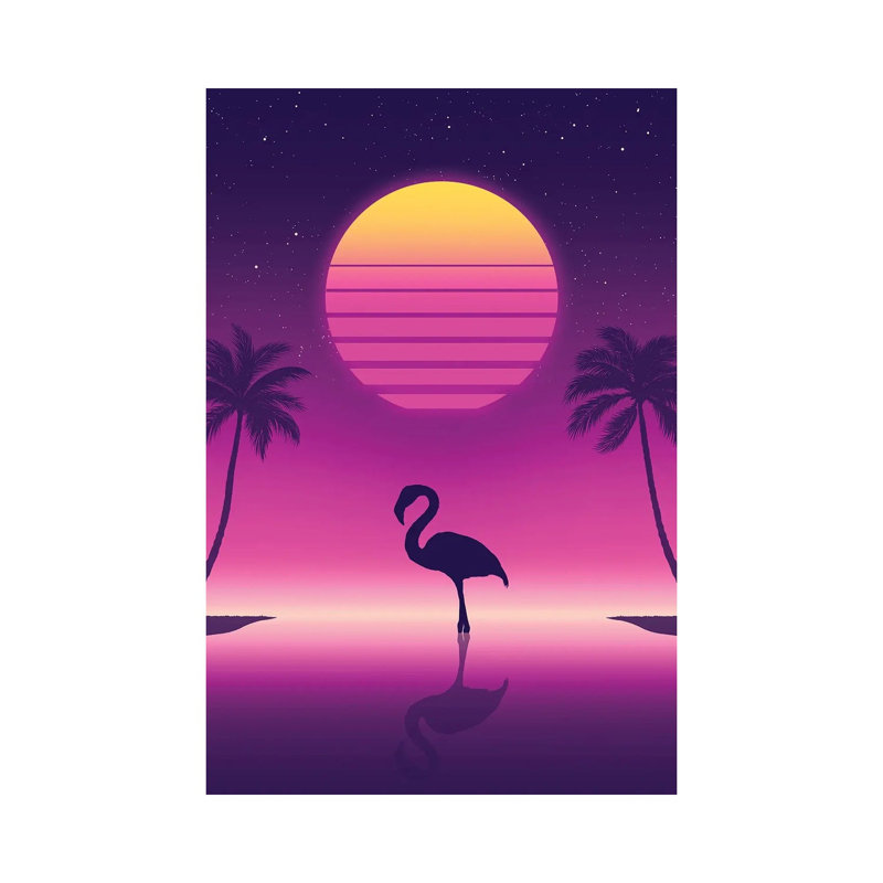 Sunset Flamingo 1 Piece Wrapped Canvas Painting, 45.72cm H x 30.48cm W