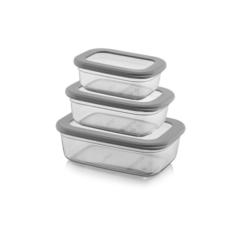 Durable 3-Piece Storage Box Set, Anthracite Color | BPA-Free Plastic, 5.5 x 8.0 x 2.6 in (1200 ml), 4.7 x 6.5 x 2.2 in (670 ml), 3.9 x 5.5 x 1.8 in (400 ml) | Dishwasher Safe, Ideal for Organizing Home & Office Spaces