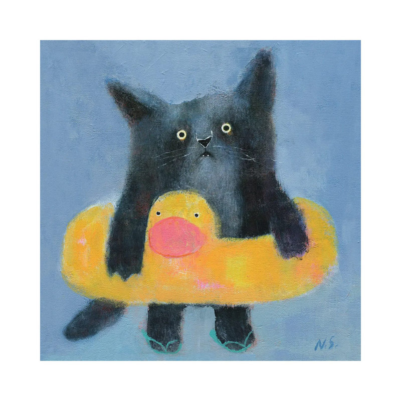 Black Cat With Bath Tube By Natalia Shaloshvili - Wrapped Canvas Painting by Natalia Shaloshvili - Wrapped Canvas Painting