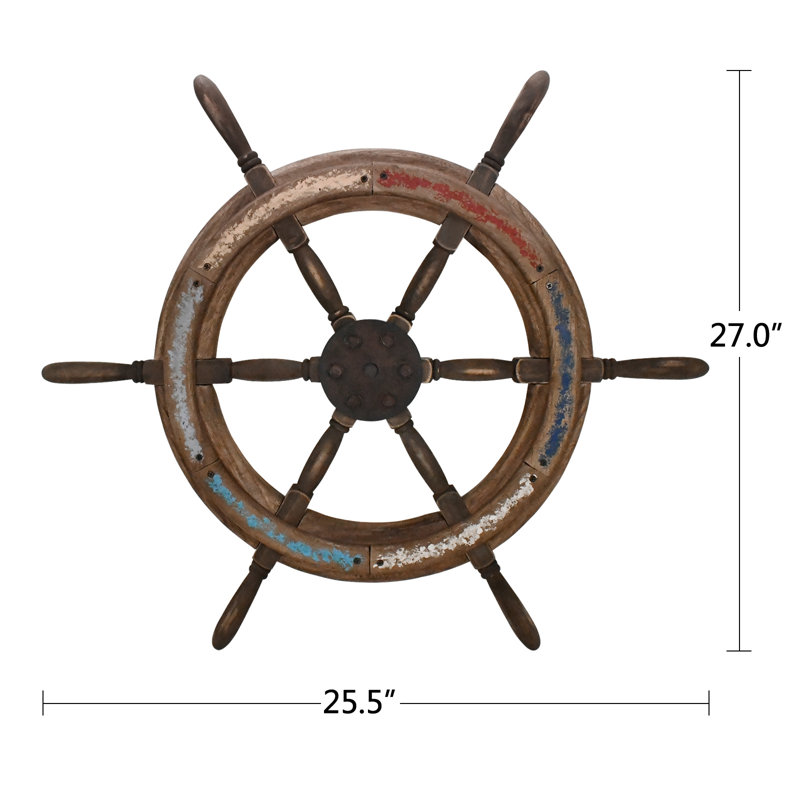 Roue (s) de bateau en bois, H 27 po x l 26 po x P 2 po