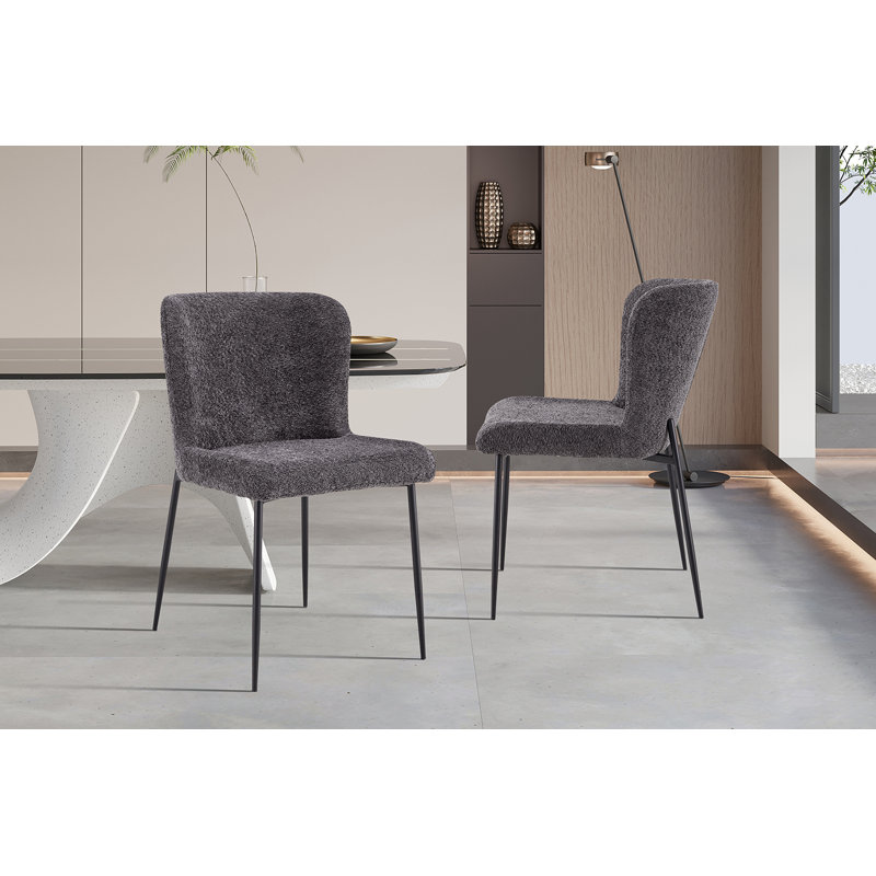 Skudeneshavn Tufted Polyester Side Chair, Dark Grey
