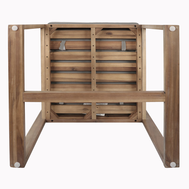 Mulry Solid Wooden Dining Chairs With Cushion, Gray/Light Brown