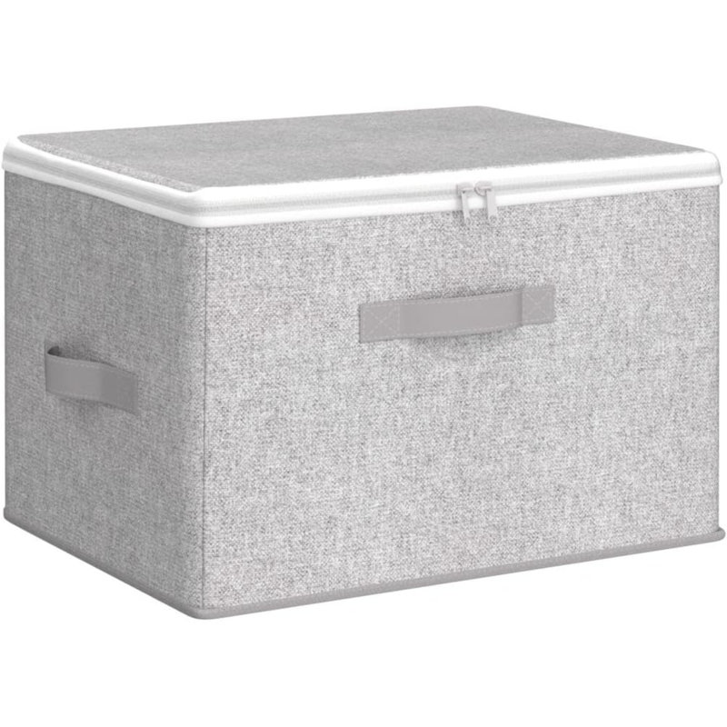 Foldable Storage Organiser Boxes, Set Of 3 Storage Basket Bins With Lids, Handles, Clothes Organiser, 40 X 30 X 25 Cm, Non-Woven Fabric