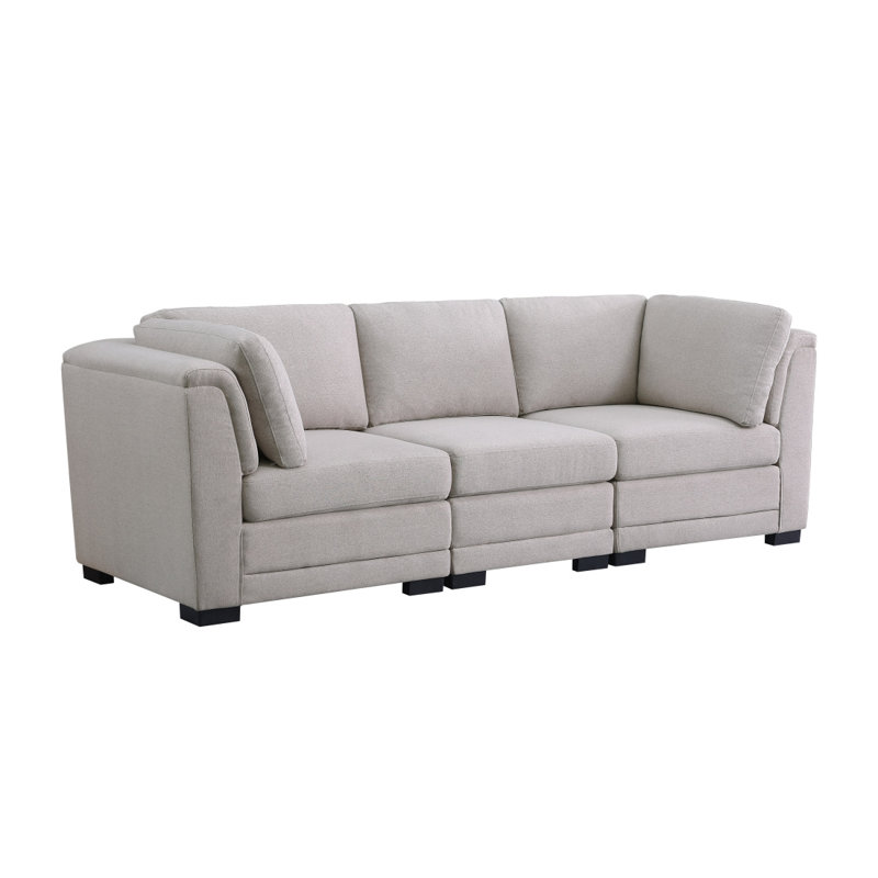 Canapé moderne modulaire 3 places en tissu lin Krist96
