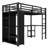 Twin XL Metal Loft Bed Frame With Desk & Wardrobe Storage-1313364050-1313364052