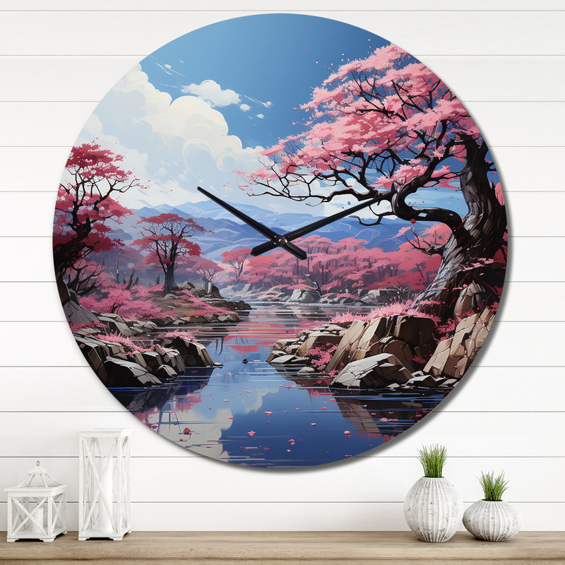 Horloge murale japonaise Cherry Blossom Serenity II, Très grand