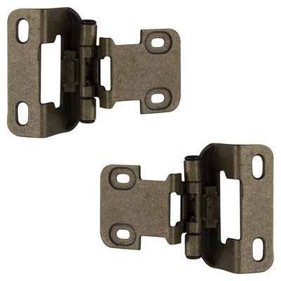 Brixwell BXL2557BB Overlay Self Closing Partial Wrap Cabinet Hinges For Kitchen And Cabinets Hardware 1/2" Burnished Brass Pair