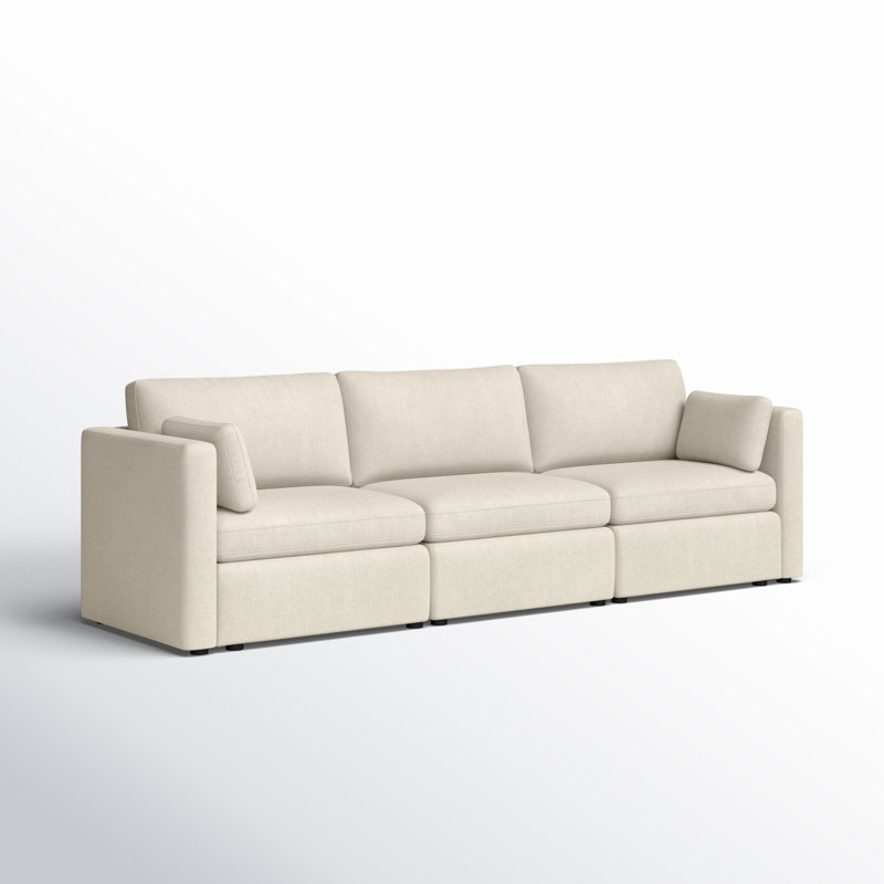 Canapé modulaire rembourré 3 pièces avec coussins Winfree, Ivoire ivoire