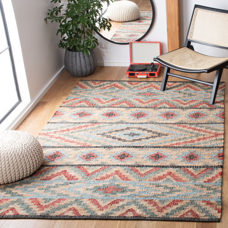 Keather Flat Weave Jute Southwestern Rug, Rectangle 4' x 6'