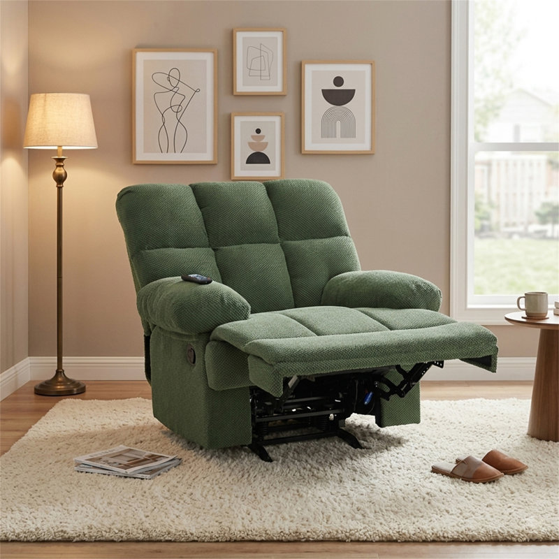 Fauteuil inclinable et berçant moderne Modern, Tissu vert foncé