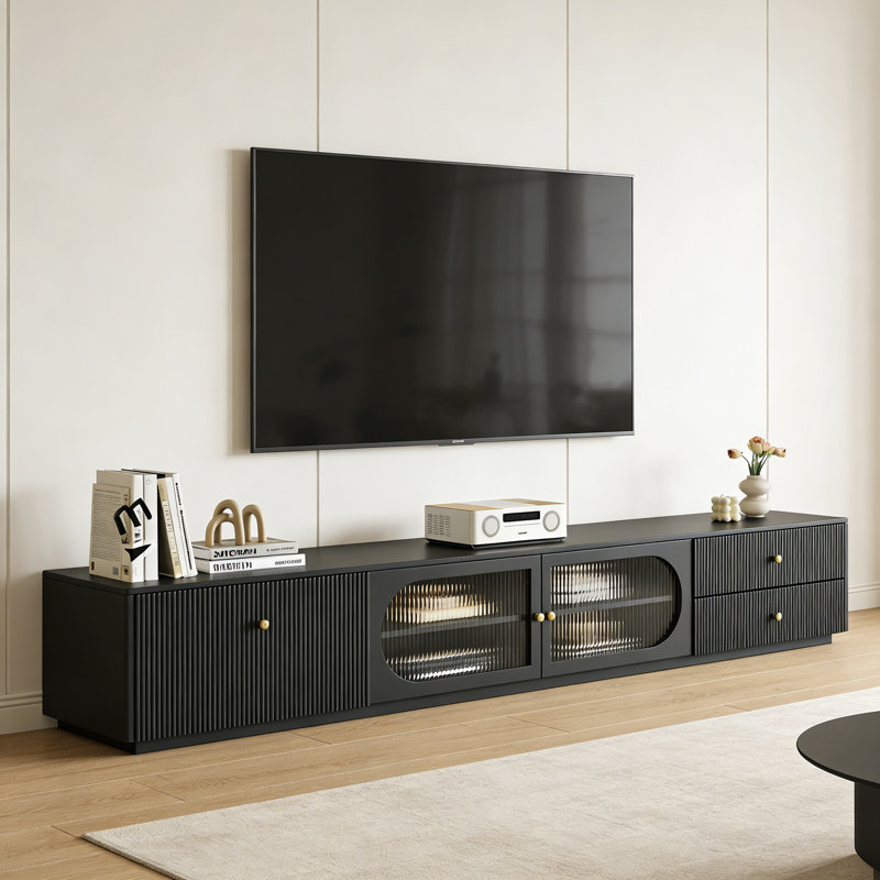 Meuble télé léger avec tiroirs de rangement, H 13,77 po x L 86,61 po x l 15,74 po