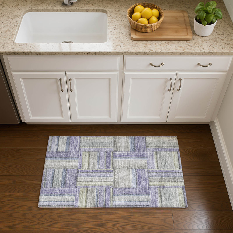 Premium Machine Washable Mayfield AMF2285 Geometric Rug, 1'8" x 2'6", Purple