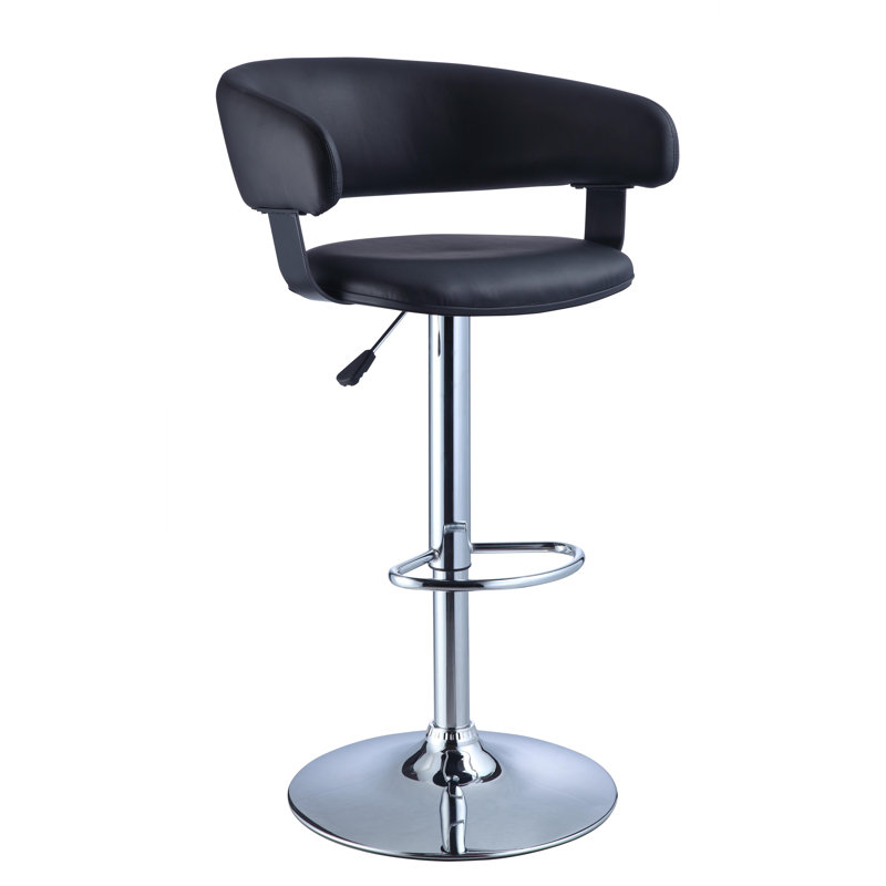 Carmelyn Swivel Upholstered Adjustable Height Counter Stool with Metal Frame, Black