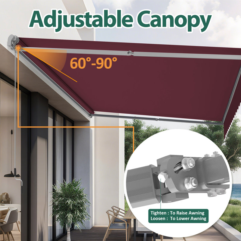 Patio Awning Sunshade Canopy for Manual Retractable Awnings, Red, 98.4" W x 78.7" D