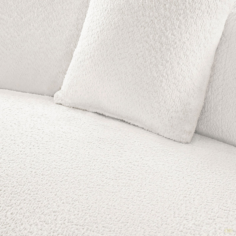 Ensemble de 2 pièces de canapé de salon de luxe de style moderne recouvert de tissu courbé avec méridienne, canapé modulaire faisant face à la gauche