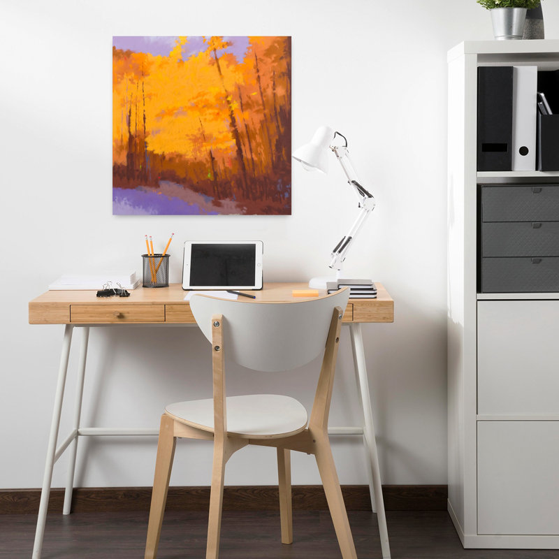 Art abstrait orange sur le bord, orange, H 18 po x l 18 po
