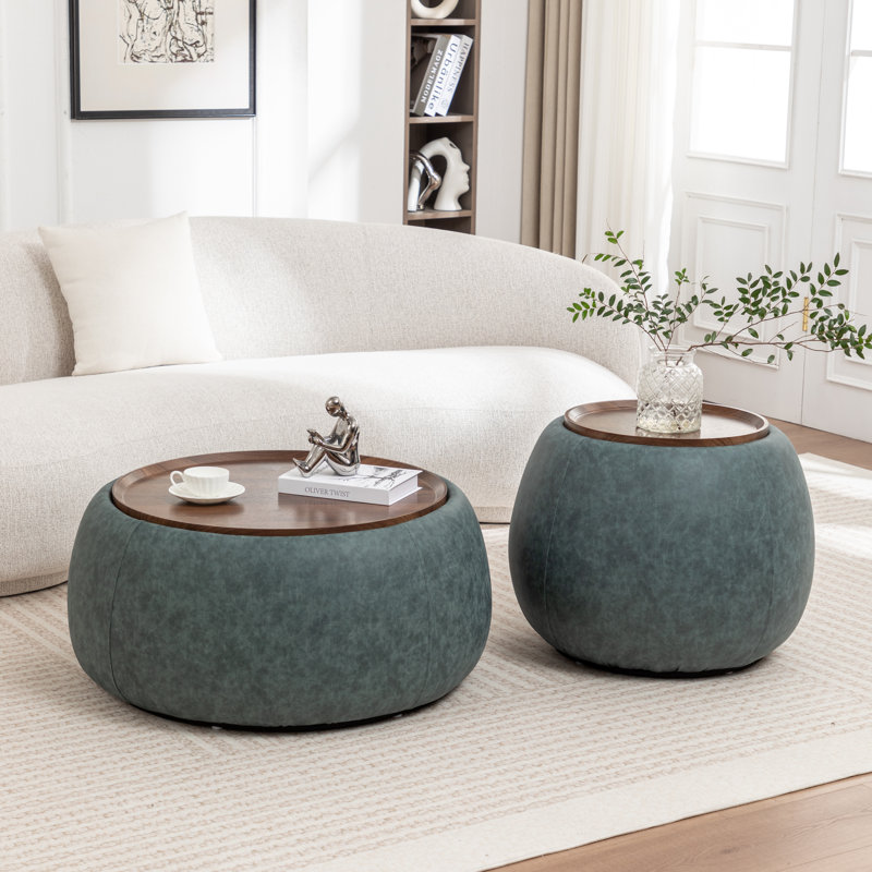 Ensemble de tables basses rembourrées Pietsch, Bleu rétro