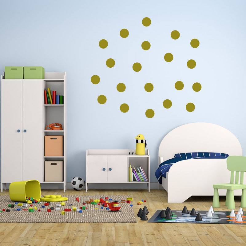 Décalcomanie murale adhésif décoratif & pois, Or