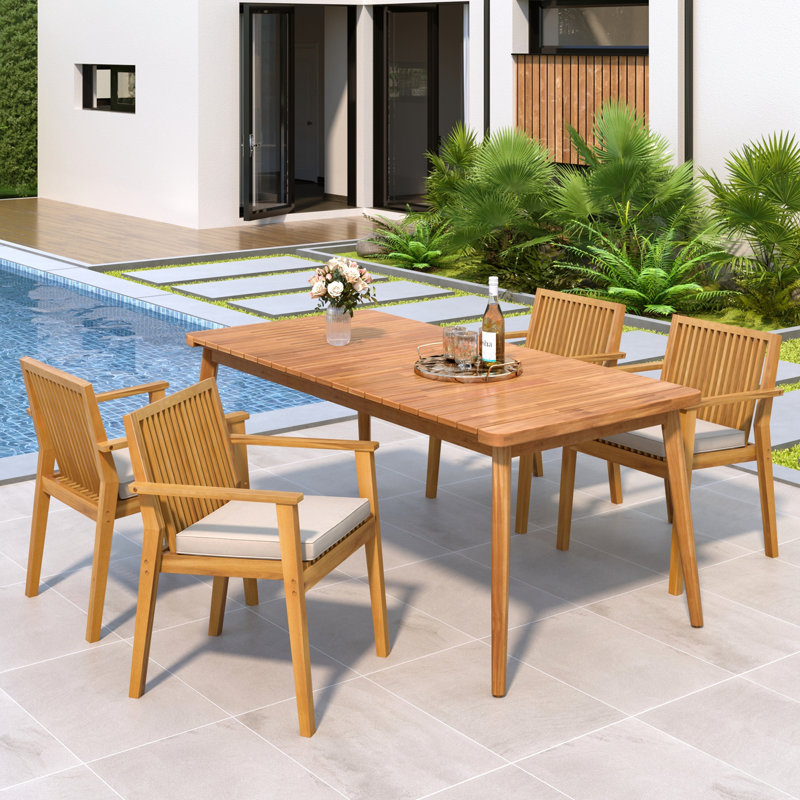 Ensemble repas d'extérieur en bois d'acacia, 4