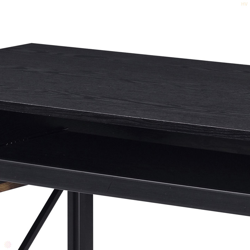 Bureau d'ordinateur à 2 tiroirs avec plateau pour clavier Fielder, Noir, noir, noir, noir, H 28 po x l 47 po x P 24 po