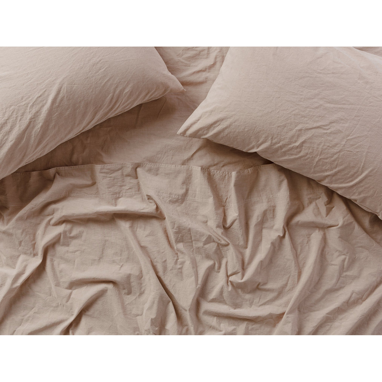Crinkled 100% Cotton Percale Pillowcase - Set of 2, King Pillowcase, Hazel Chambray