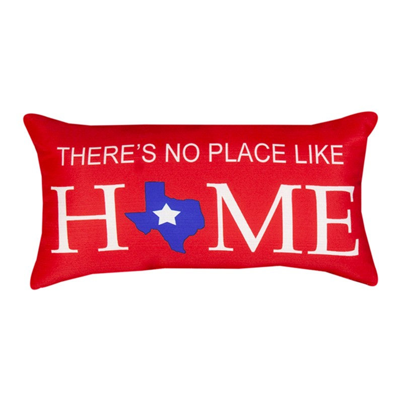 Coussin décoratif manuel 17 po x 9 po Theres No Place Like Home Texas