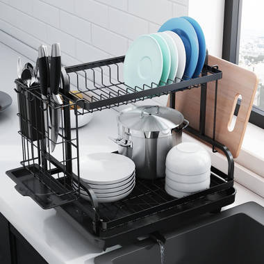 YITAHOME Multifunctional Stainless Steel 2 Tier Dish Rack