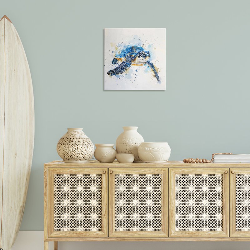«Blue Sea Turtle with Splatter», art mural par LSR Creative Studio, H 24 po x l 24 po