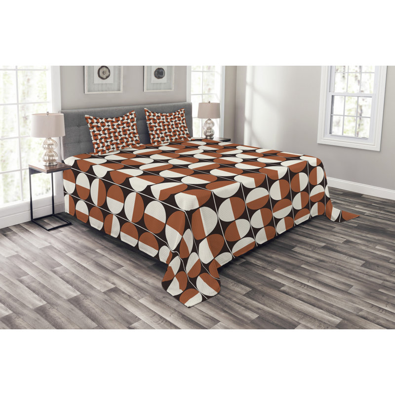 Adream Black/Brown/White Microfibre Bedspread Set, 220 x 264 cm