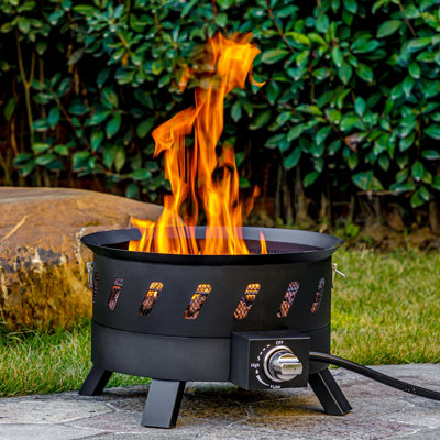 Prayas Protable Propane Fire Pit, Gas Fire Pit with Lid