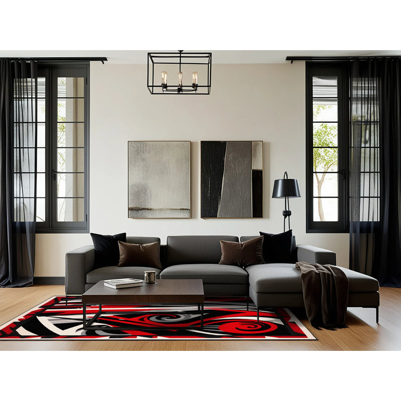 Cerise Rapture Rug, Rectangle 3' x 5'