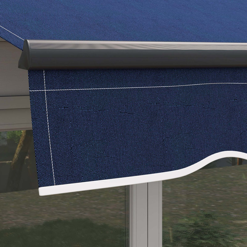 Outsunny Retractable Awning, Patio Awning Sunshade Shelter with Manual Crank Handle, 280gsm UV Resistant Fabric and Aluminum Frame for Deck, Balcony, Yard