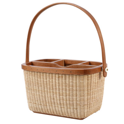 Porte-serviettes de table et organisateur Nantucket Ustensil Caddy Porte-serviette polyvalent en rotin, idéal pour la cuisine, les repas, les repas, les pique-niques