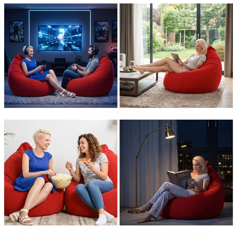 Breeze Microfiber Bean Bag Shell, Red Polyester