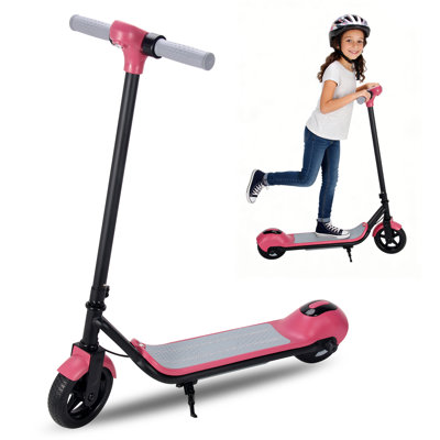 AJOOSOS Electric Scooter for Kids Aged 6-12, 150W Motor, 9 MPH Max Speed, 6.5" Soild Tires, Colorful Lights, Pink