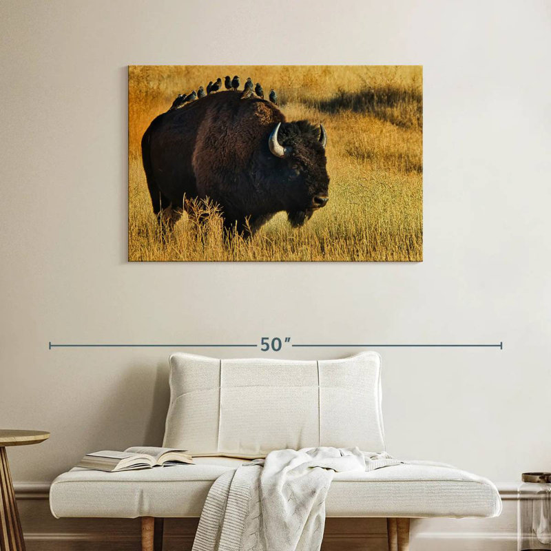 Brampt Birds On Bison, 26" H x 39" W