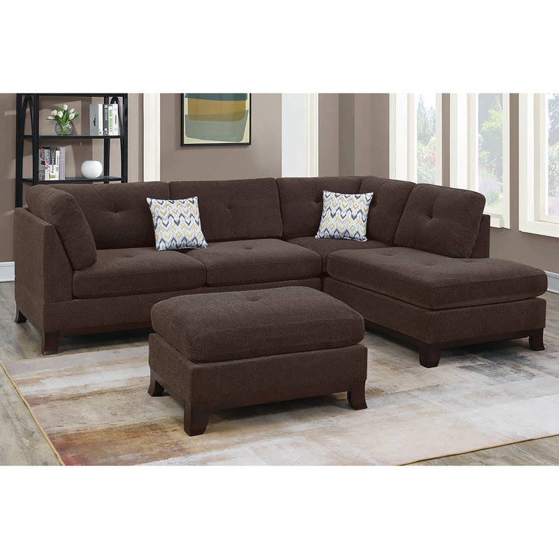 Canapé modulaire 3 pièces Noboru, Chenille brun