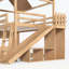 Lit superposé double au-dessus de double avec échelles, glissières et rangement, conception de maisonnette pour enfants, finition en bois naturel-133491274