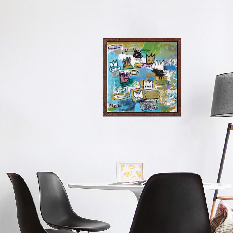 Les Nympheas De Basquiat by Wayne Sleeth - Single Picture Frame Print on Canvas, Brown Framed