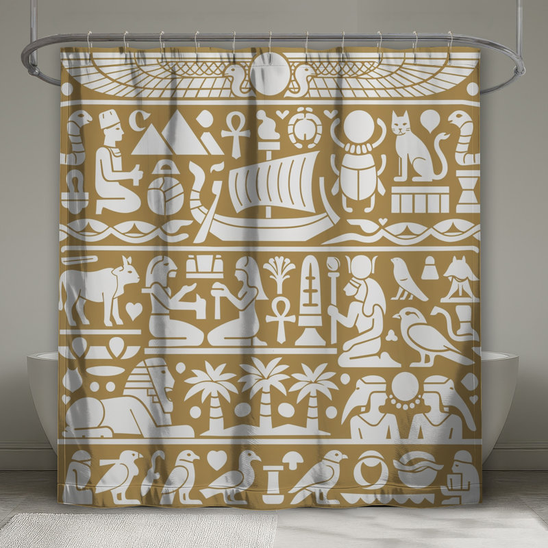 Rideaux de douche égyptiens Hiéroglyphes, 70in W x 93in H