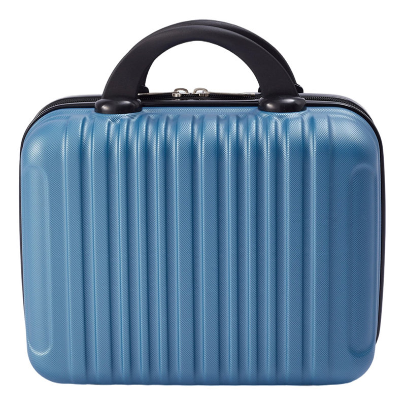 14-Inch Portable Hard Shell Travel Makeup Case with Elastic Strap, Blue