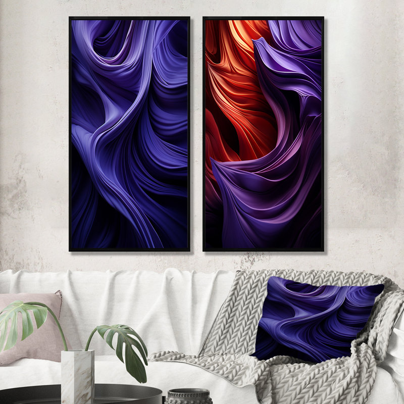 Claitt - Ensemble de 2 décorations murales spirales abstraites, Cadre noir, H 40 po x l 41 po