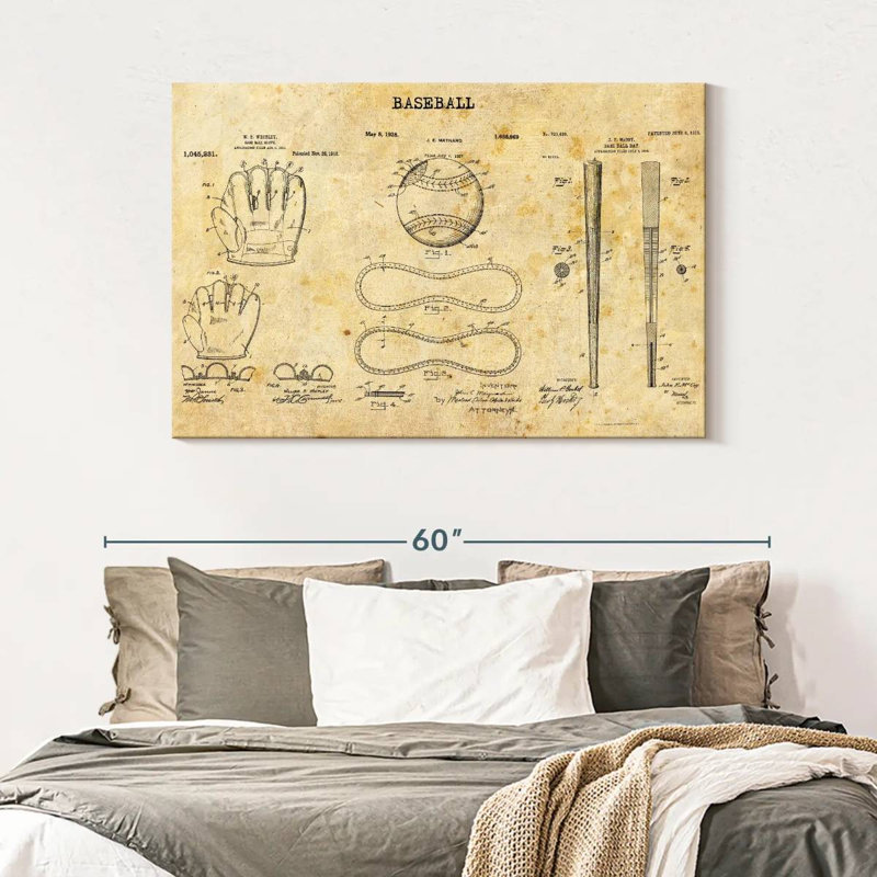 Baseball Compilation brevet sur toile, H 32 po x l 48 po x P 1,25 po