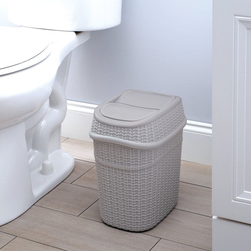 Gray Plastic Sailor Knot Swing Top Trash Can