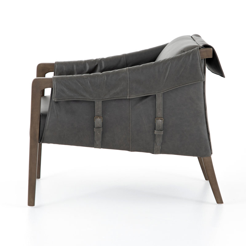 Karin 27" Wide Armchair, Brown, Dakota Warm Taupe Genuine Leather